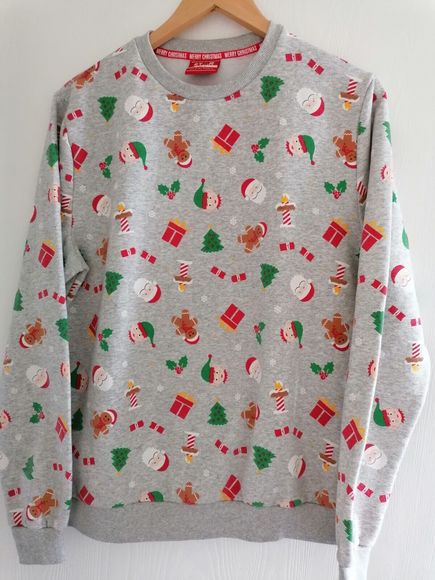 Other - Star Unisex Christmas Sweatshirt L 42 Inch Chest Grey And Multi